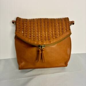 Sasha + Sofi Brown Faux Leather Satchel Bag Crossbody Purse Pockets Adjustable